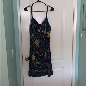 Beautiful Blue Sleeveless Floral Casual Dress